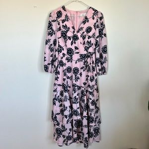 Eliza J pink floral maxi dress with ruffles